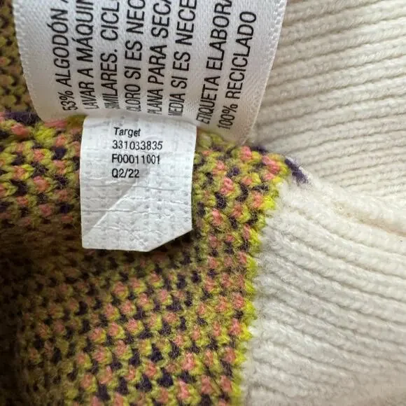 Wild Fable Cropped Long Sleeve V Neck Multicolored Cardigan Sweater Women Size M - Picture 6 of 10